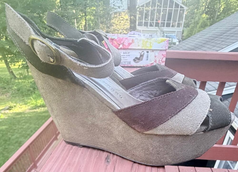 70's Inspired Wedge Sandals. worn once. Louis Vuitton Styled (see link below)